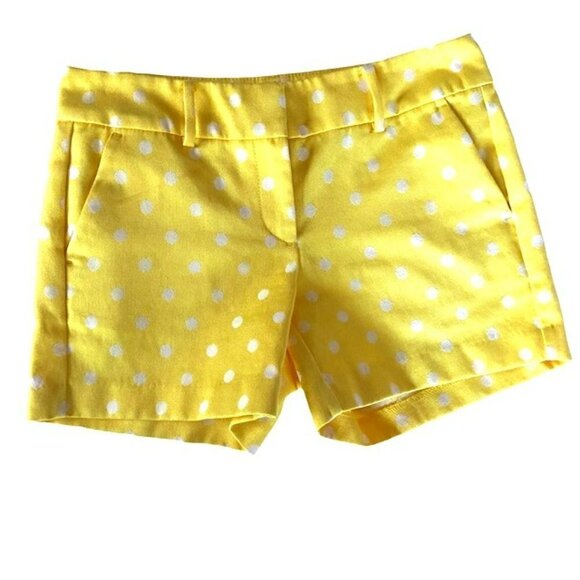 Ann Taylor Yellow and White Polka Dot Short 0 - Picture 1 of 5